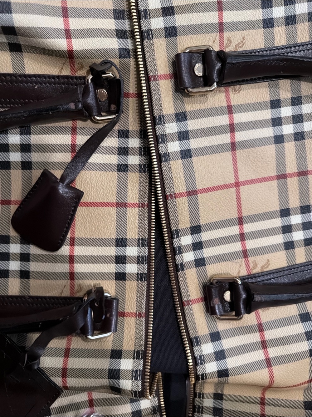 Burberry Beige Plaid Duffel with Dark Brown Trim - Picture 5 of 5